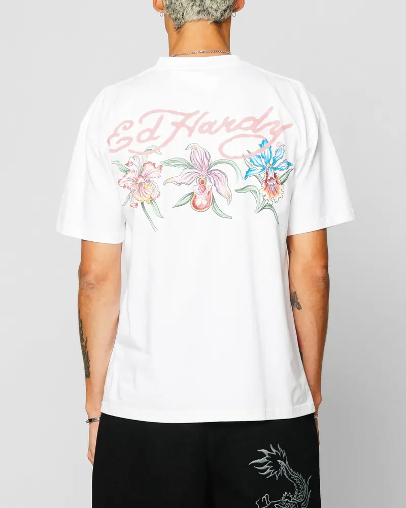Ed Hardy Flowers T-Shirt White 1