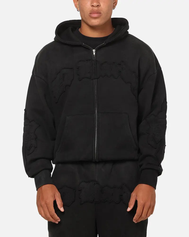 Ed Hardy Fray Zip Hoodie Black 1