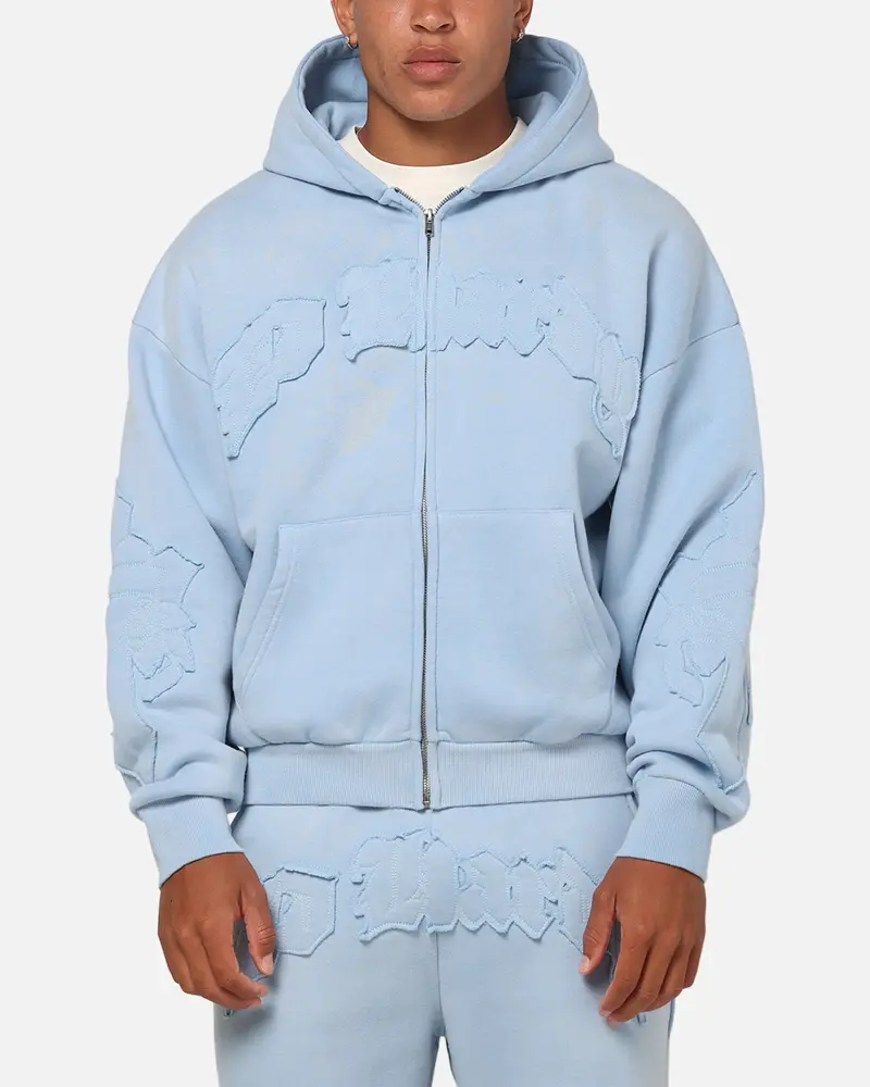 Ed Hardy Fray Zip Hoodie Blue 1