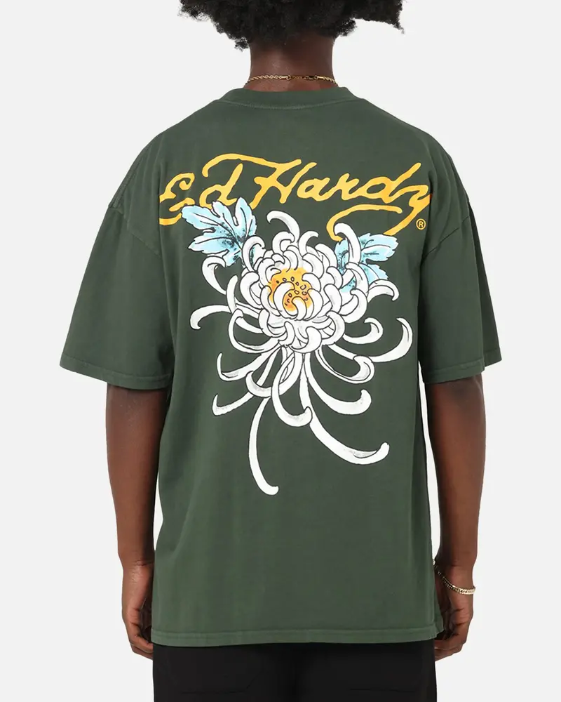 Ed Hardy Golden Bloom T-Shirt Pine Green 1