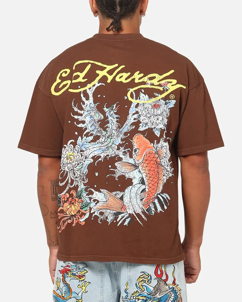 Ed Hardy Koi T-Shirt Brown 1