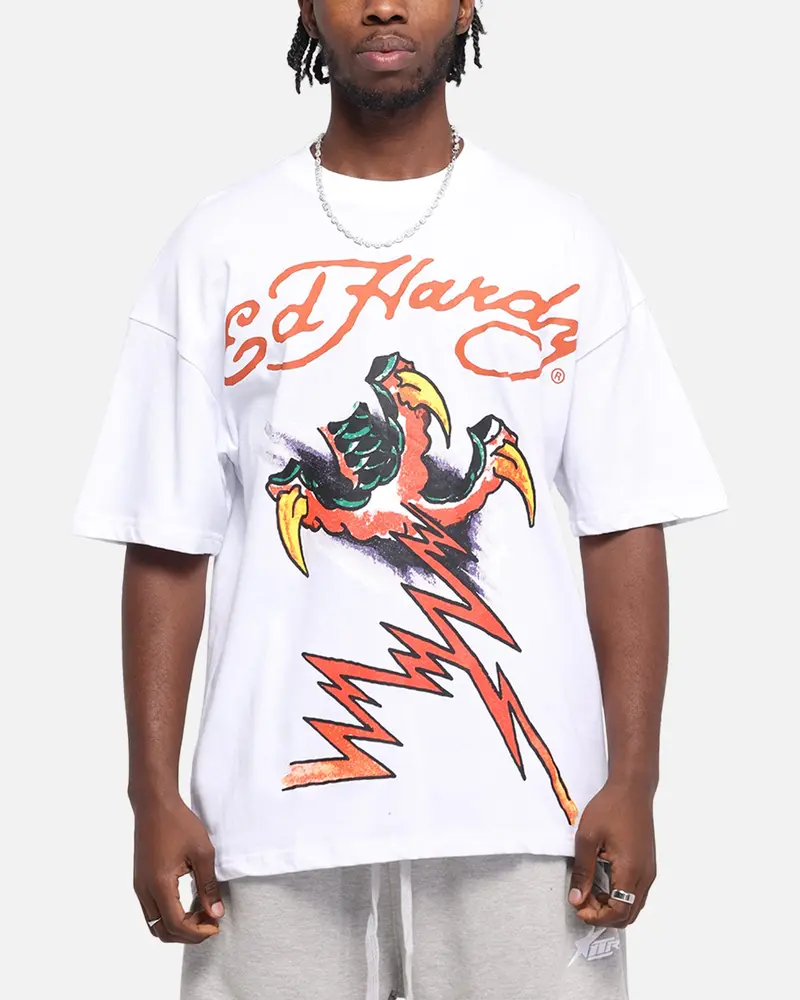 Ed Hardy Lightning T-Shirt White 1
