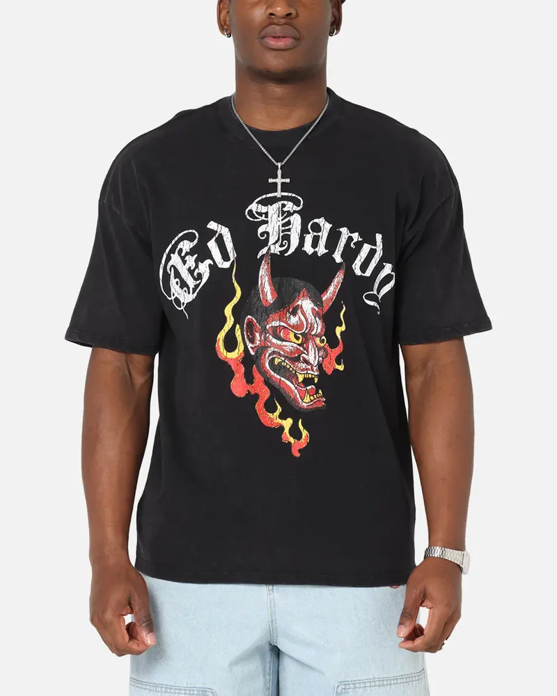 Ed Hardy Mask Of Mischief T-Shirt Black Acidwash 1