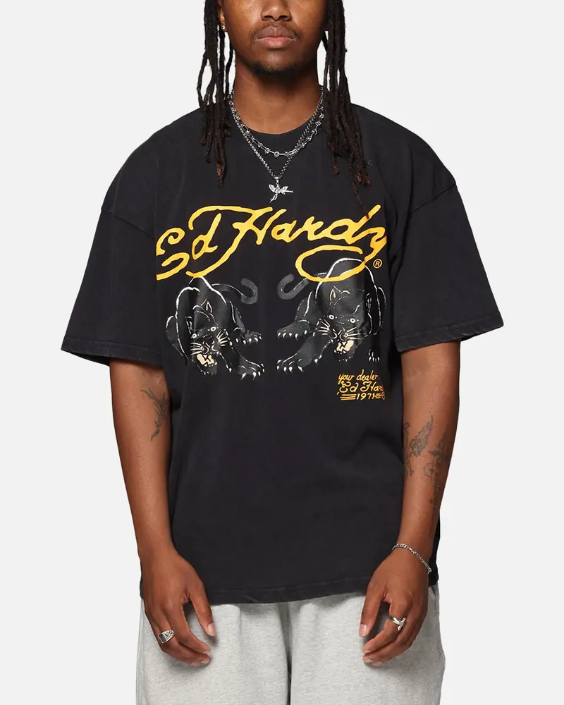 Ed Hardy Pypu Panther T-Shirt Black Acidwash 1