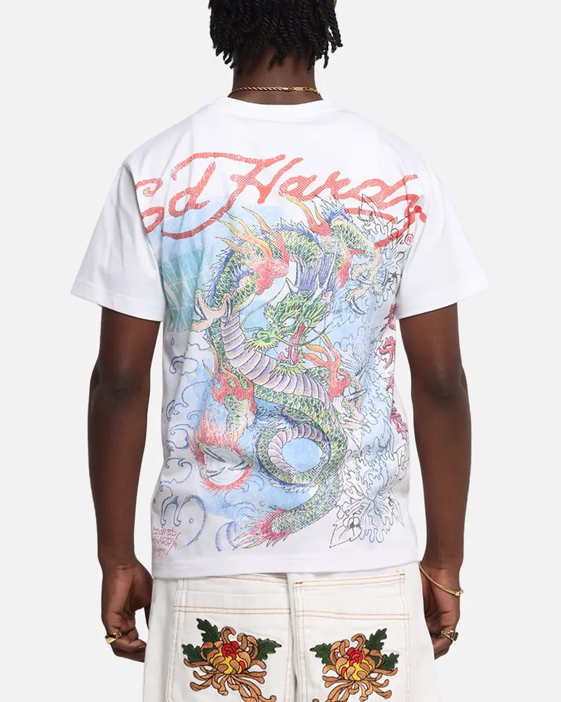 Ed Hardy Rising Dragon Vintage T-Shirt White 1