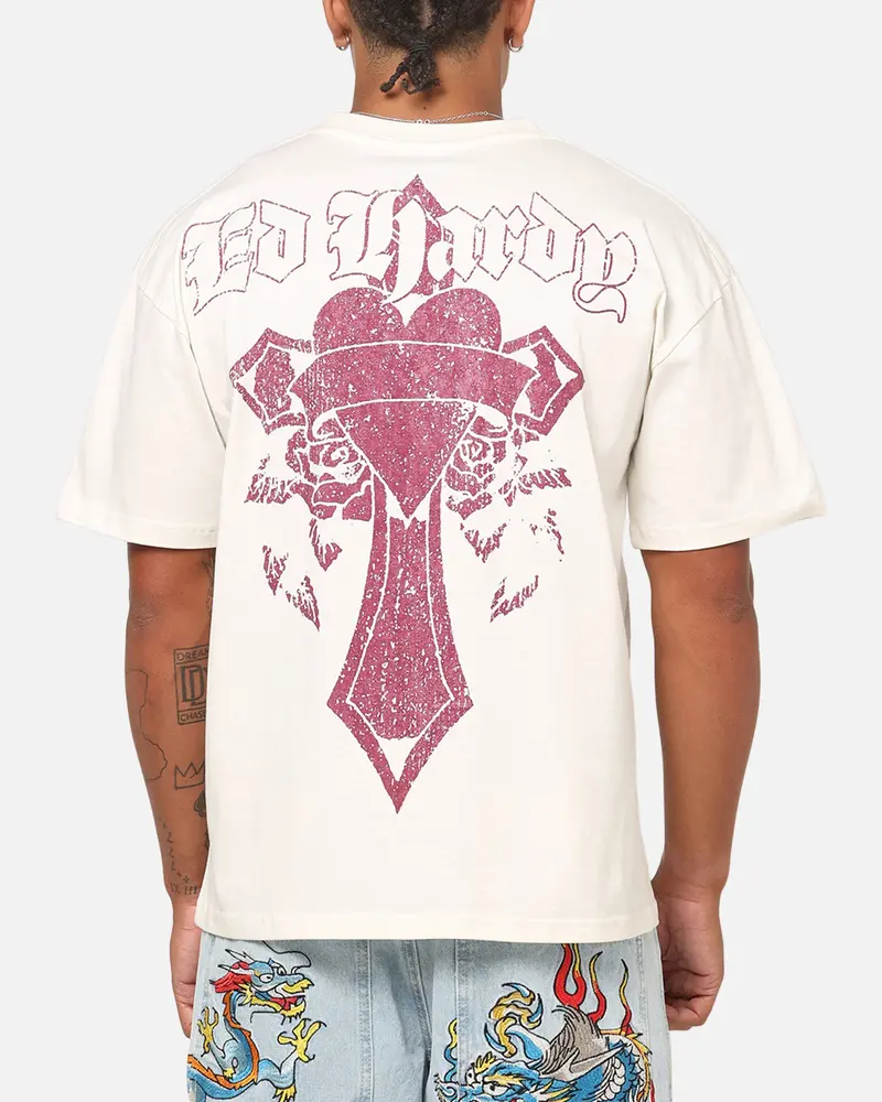 Ed Hardy Sacred Heart T-Shirt Off White 1