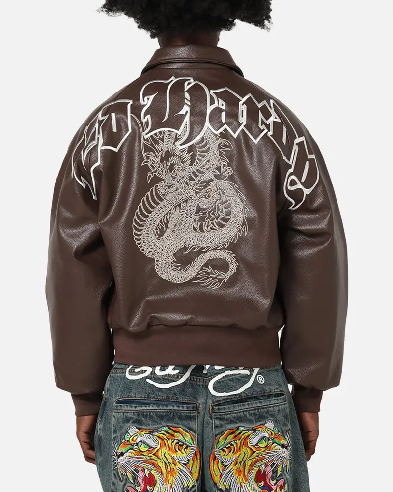 Ed Hardy Shinjuku Leather Jacket Brown 1
