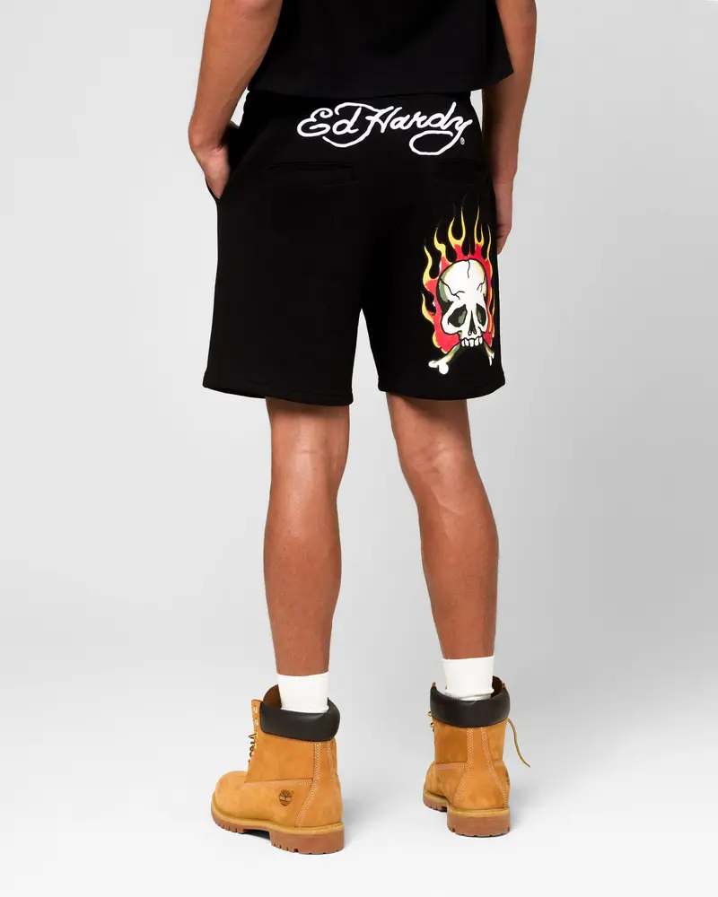 Ed Hardy Skull Fleece Shorts Black 1