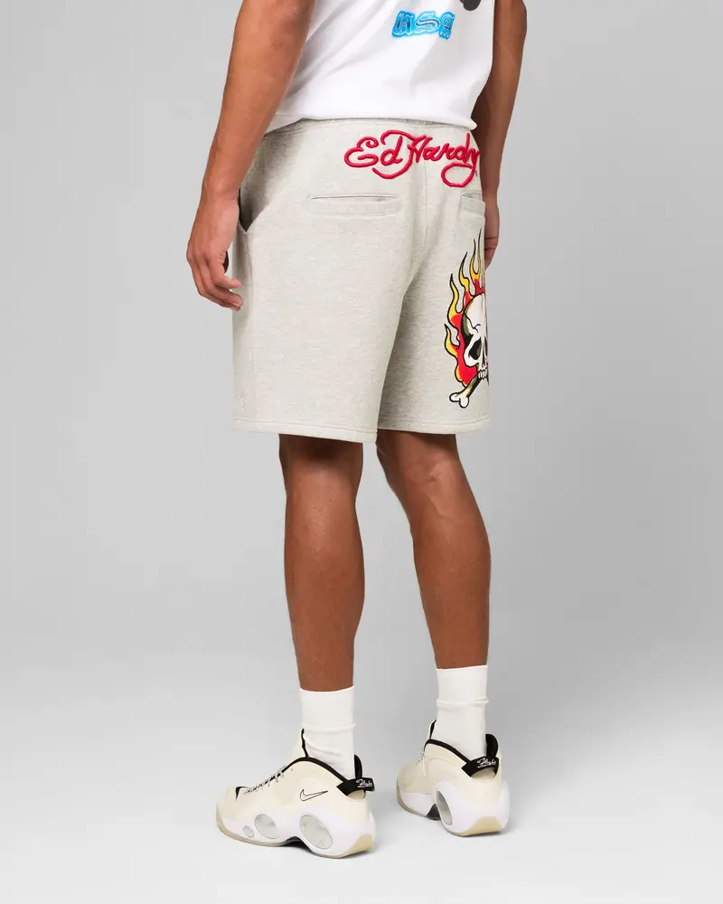 Ed Hardy Skull Fleece Shorts Grey Marle 1