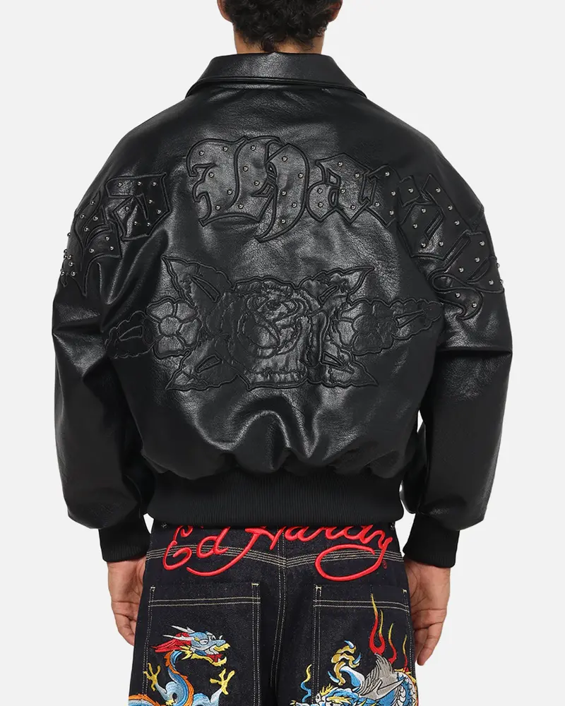 Ed Hardy Studded Bomber Jacket Black 1