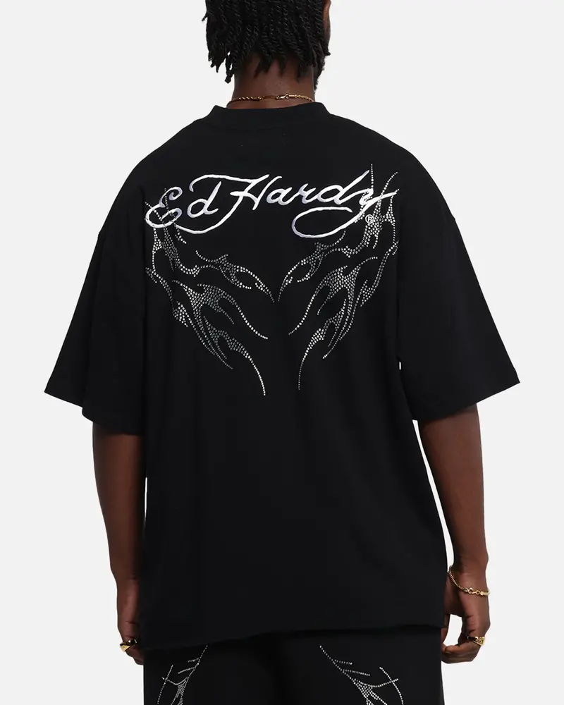 Ed Hardy Techno Rhinestone T-Shirt Black 1
