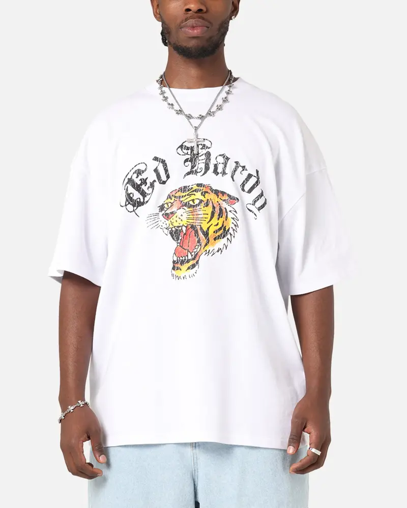 Ed Hardy Tiger Wrath T-Shirt White 1