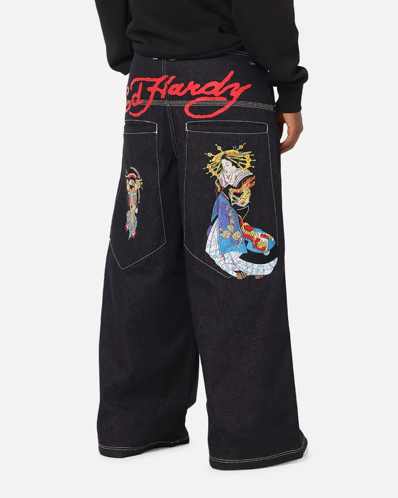 Ed Hardy Ultra Wide Leg Denim Jeans Indigo 1
