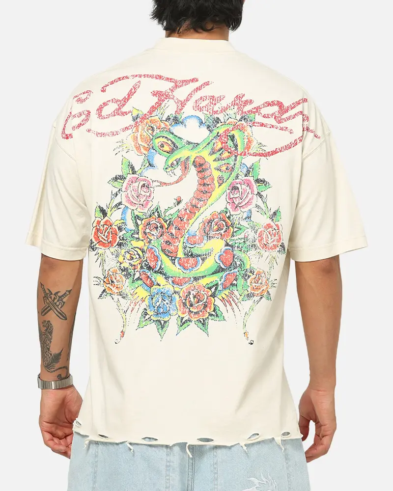 Ed Hardy Venom Rose T-Shirt Washed White 1