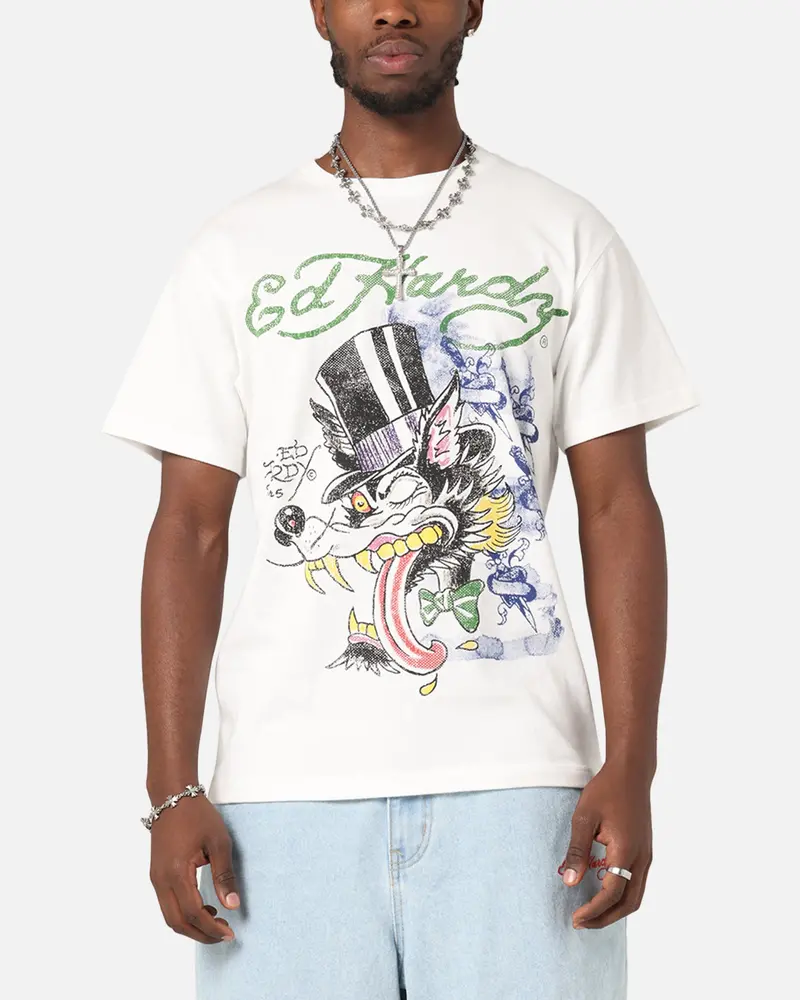 Ed Hardy Wolf Vintage T-Shirt Off White 1