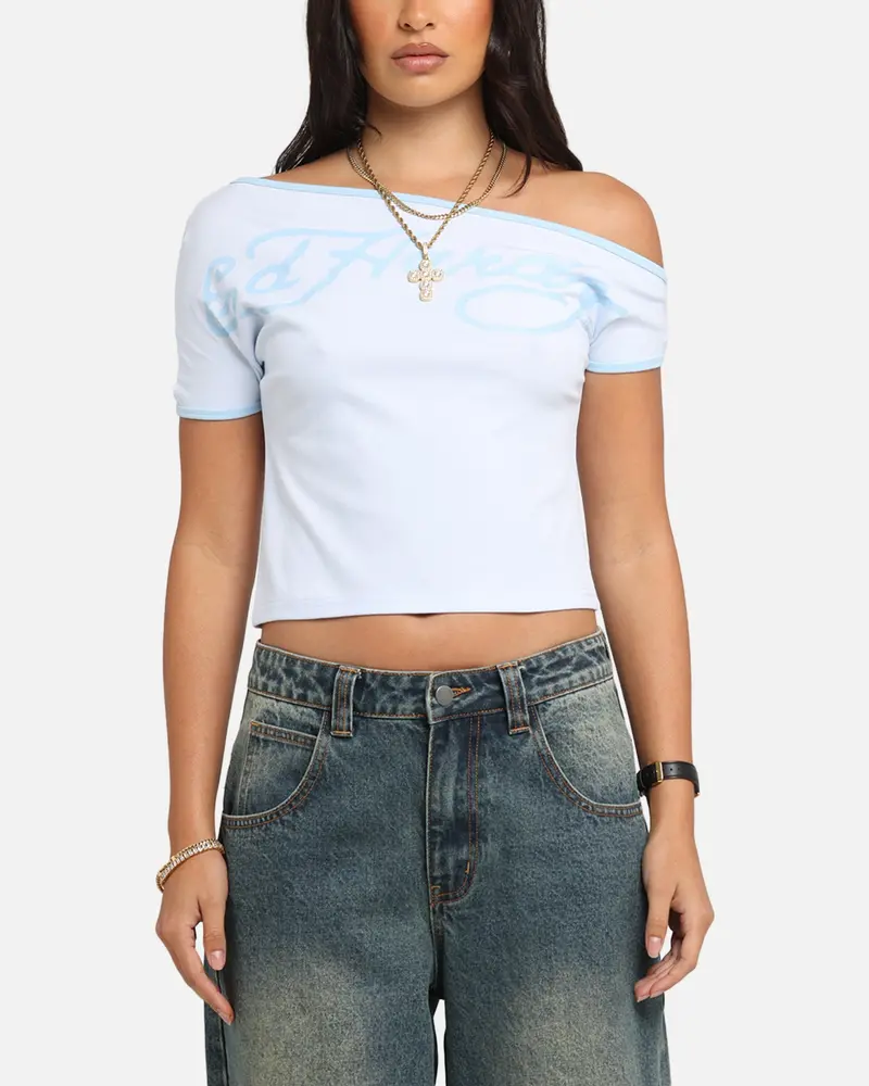 Ed Hardy Women's Aline Baby T-Shirt Blue 1