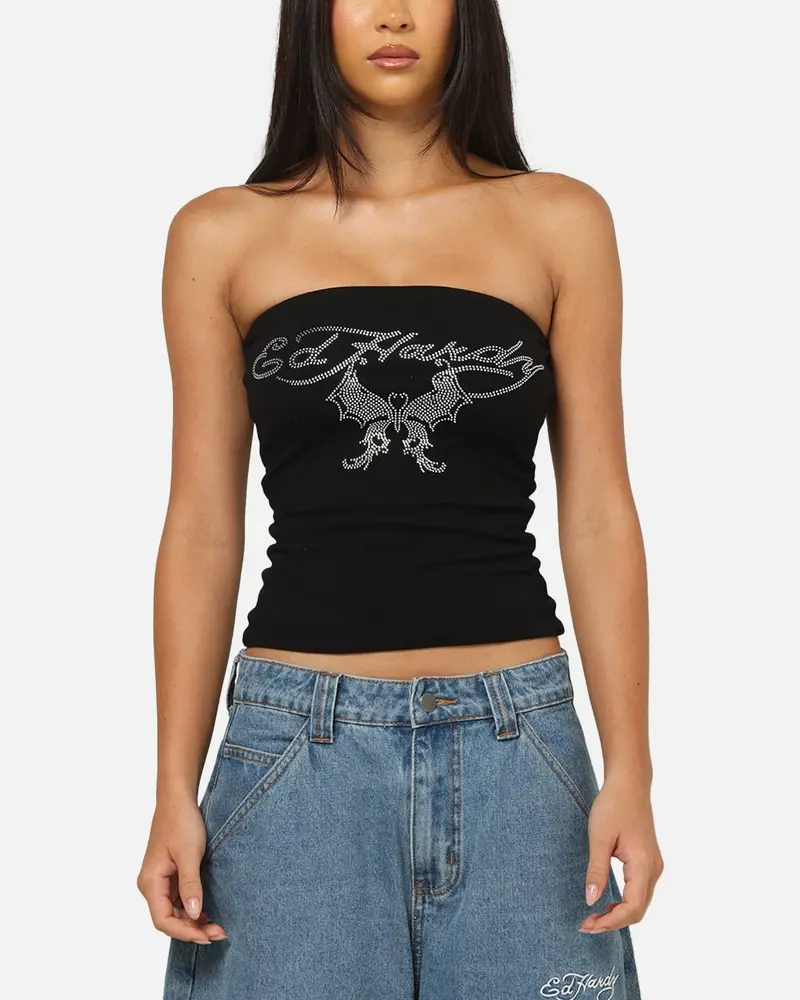 Ed Hardy Women's Butterfly Boob Tube Black 1