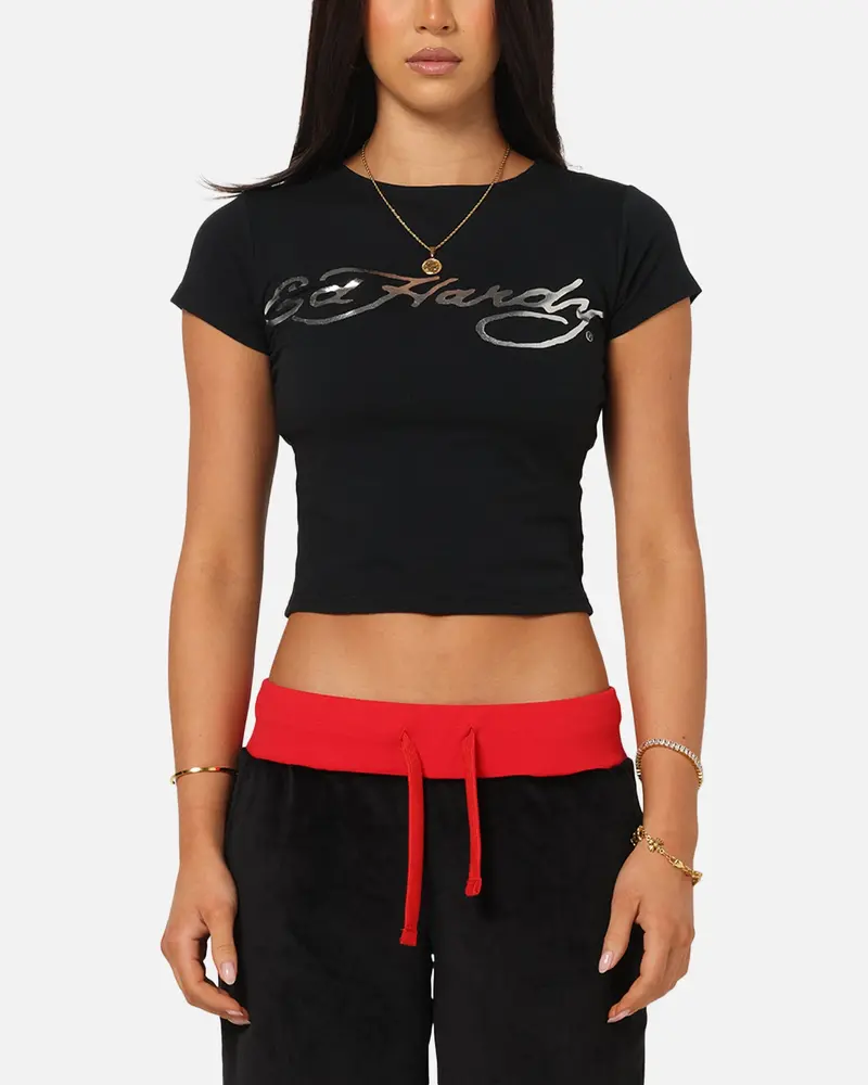 Ed Hardy Women's Chrome Baby T-Shirt Black 1