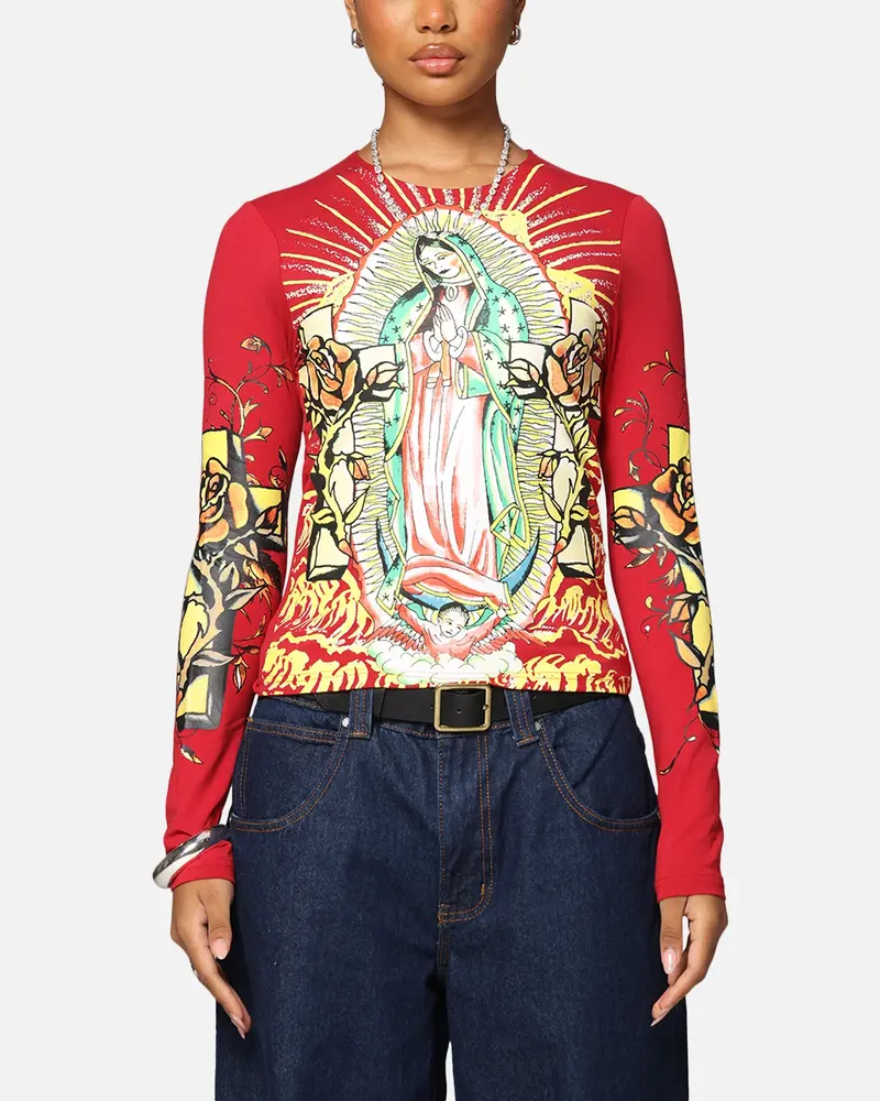 Ed Hardy Women's Divine Long Sleeve T-Shirt Red 1
