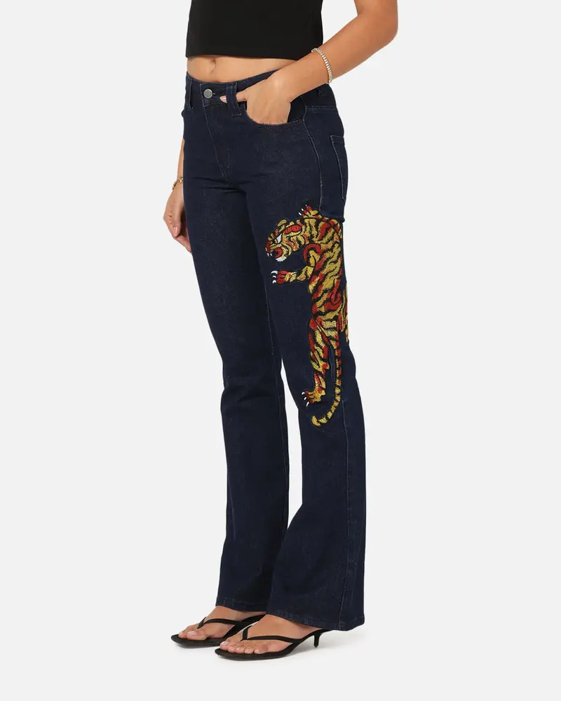 Ed Hardy Women's Feline Bootleg Jeans Indigo Denim 1