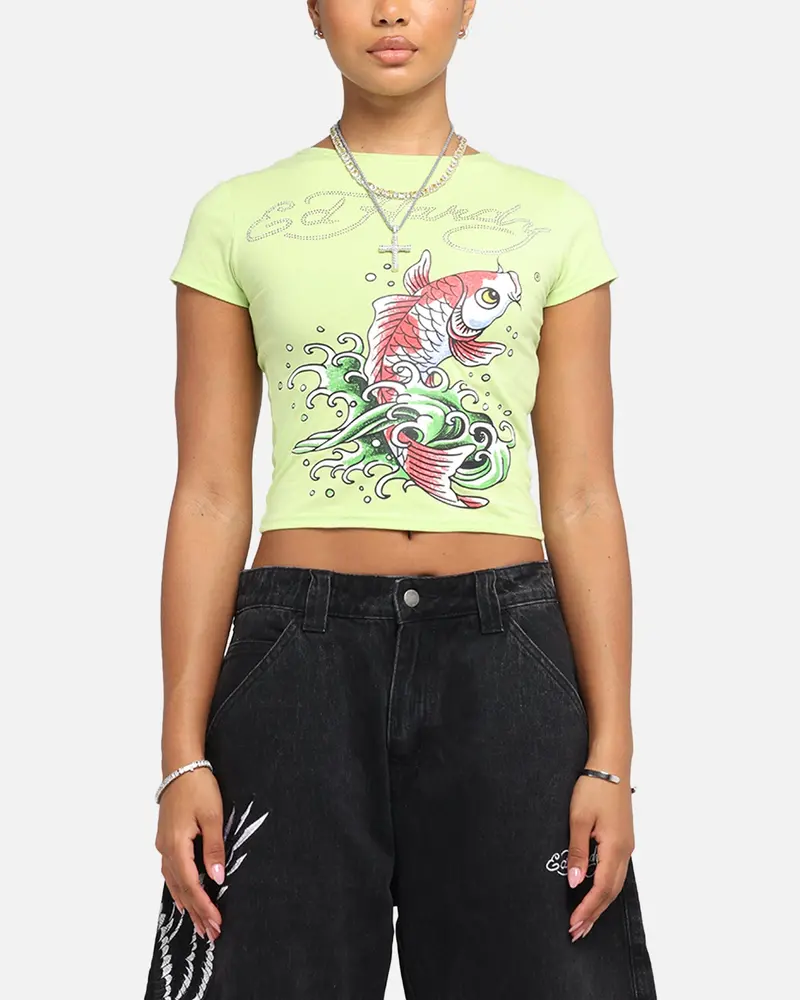 Ed Hardy Women's Koi Baby T-Shirt Green 1