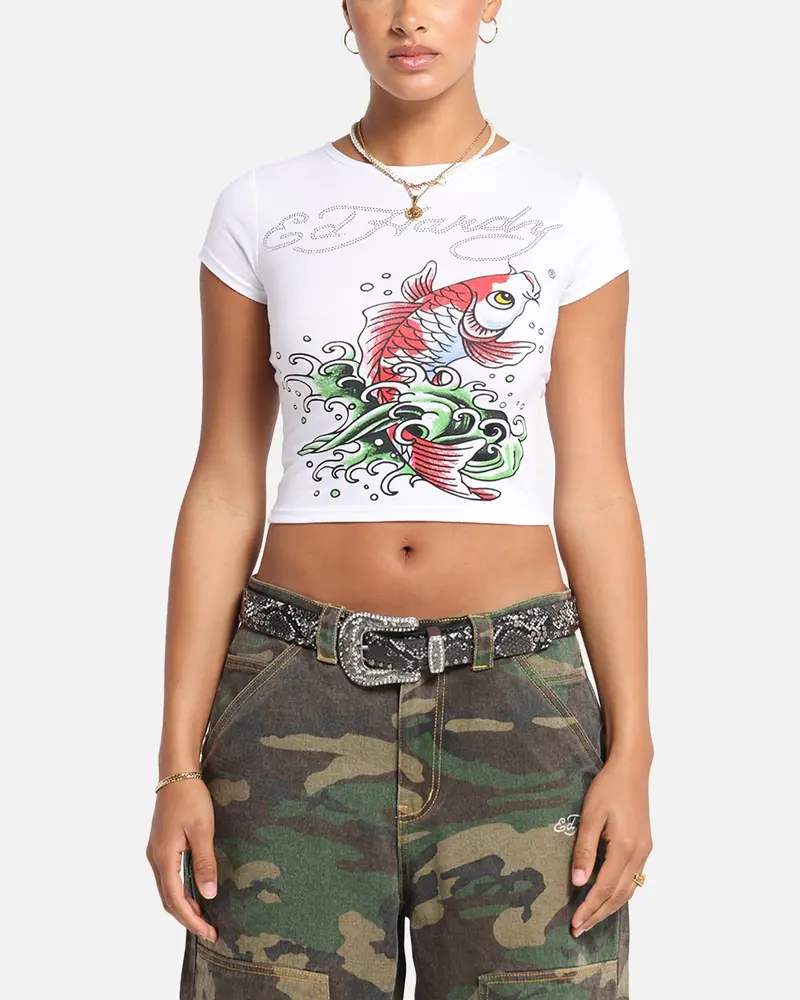 Ed Hardy Women's Koi Baby T-Shirt White 1