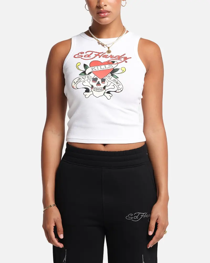 Ed Hardy Women's Love Kills Tank White 1