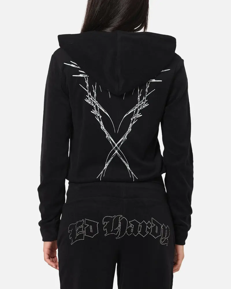 Ed Hardy Women's Raver Cropped Hoodie Black 1