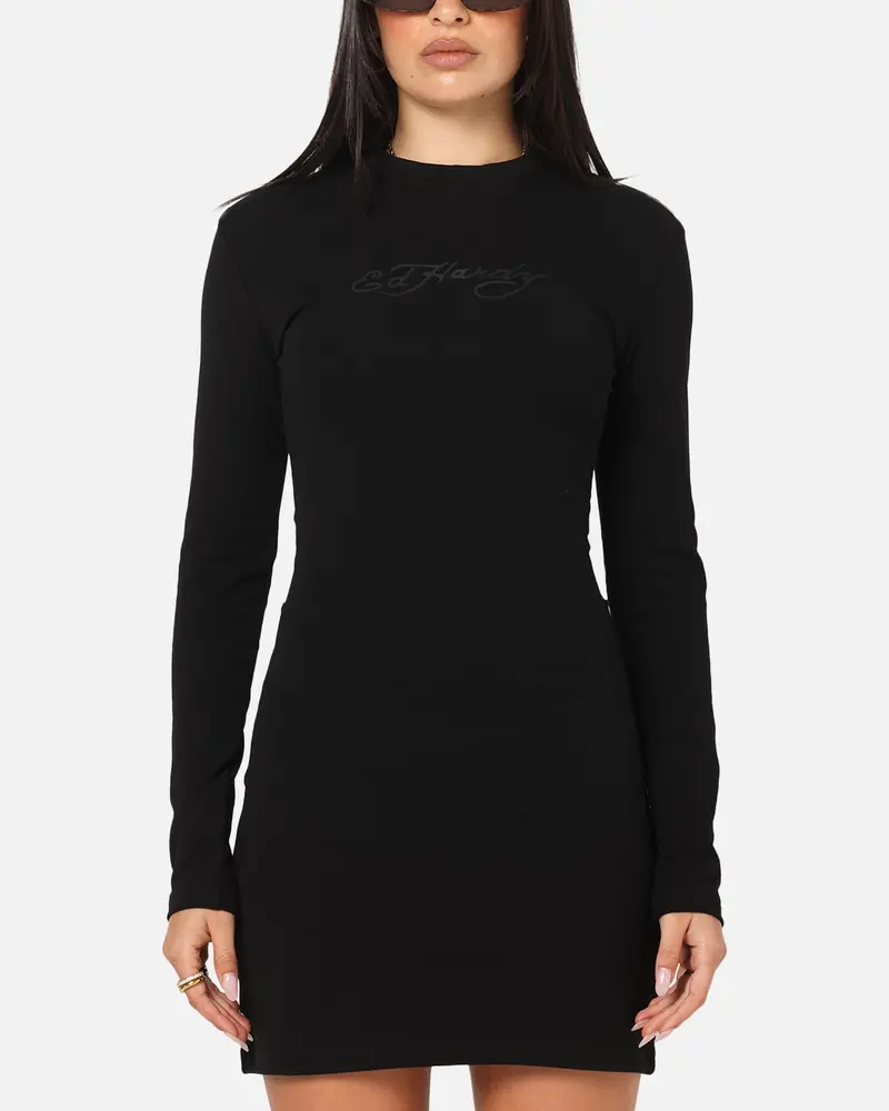 Ed Hardy Women's Revenge Long Sleeve Dress Black 1