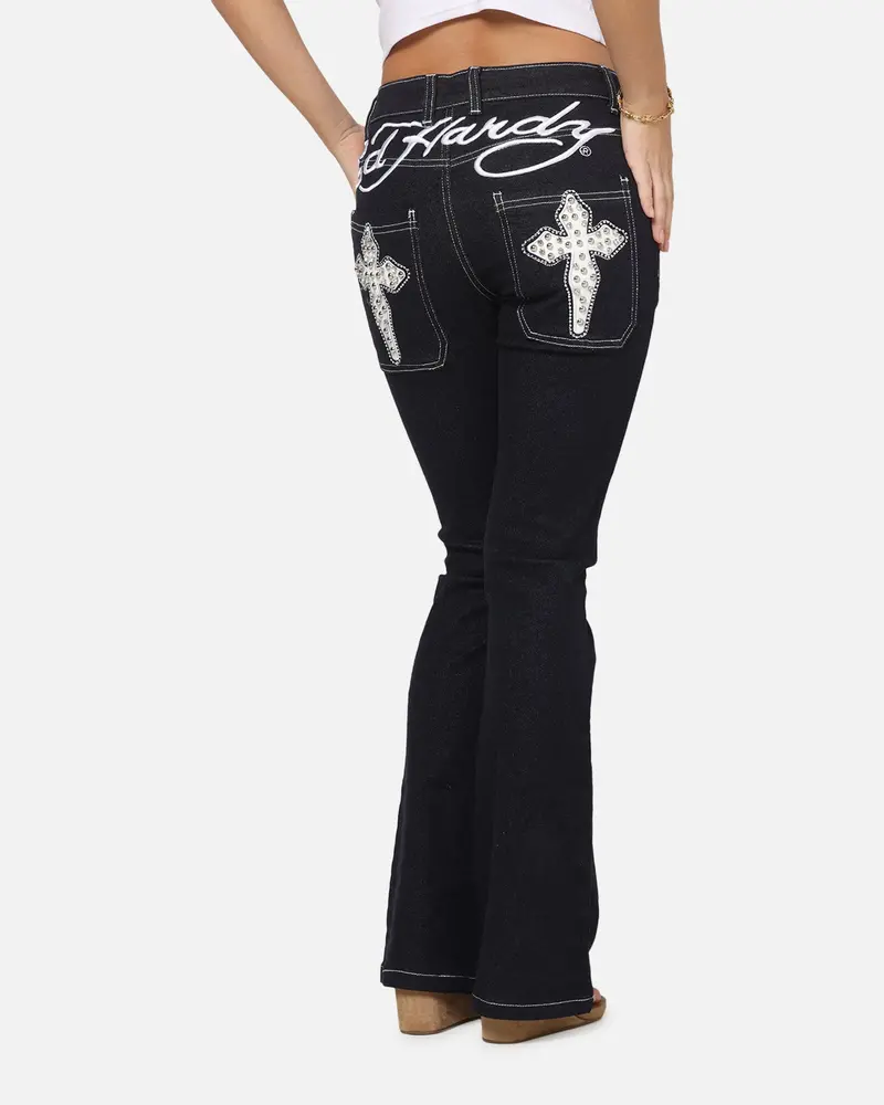 Ed Hardy Women's Stellar Bootcut Jeans Mid Blue 1