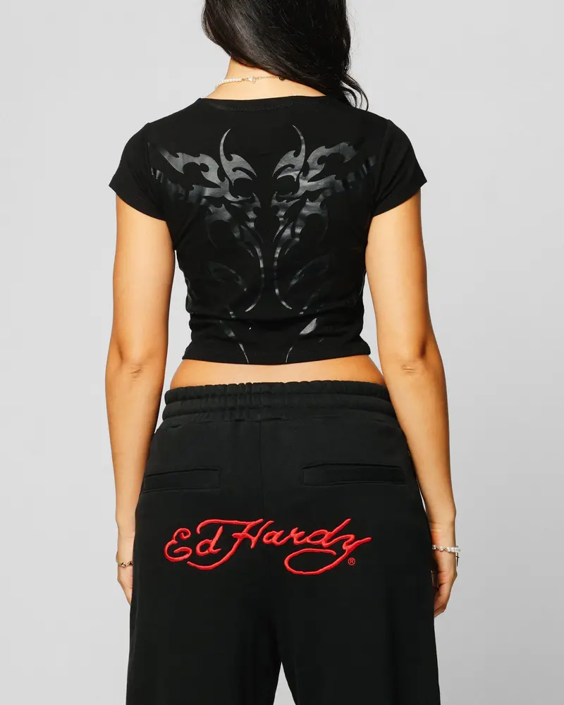 Ed Hardy Women's Techno Baby T-Shirt Vintage Black 1
