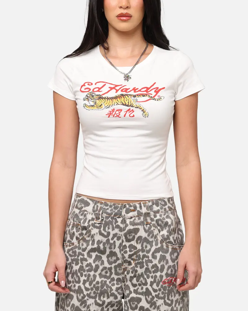 Ed Hardy Women's Tiger Baby T-Shirt White 1