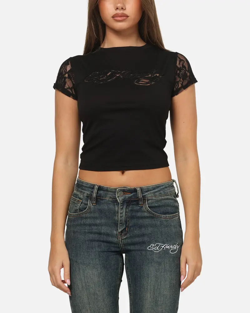 Ed Hardy Women's Veil Baby T-Shirt Black 1