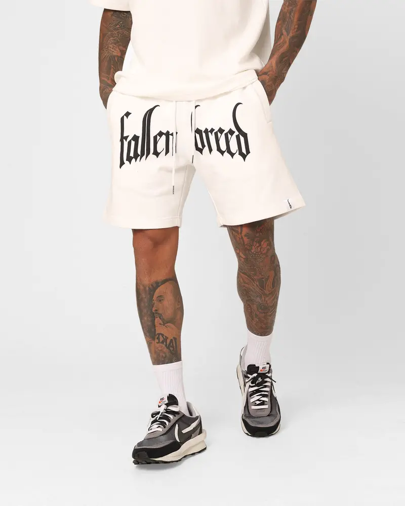 Fallen Breed Puff Logo Zip Sweat Shorts White/Black 1