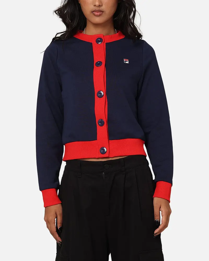 Fila Women's Dellia Cropped Fleece Cardigan Fila Navy/Fila 1