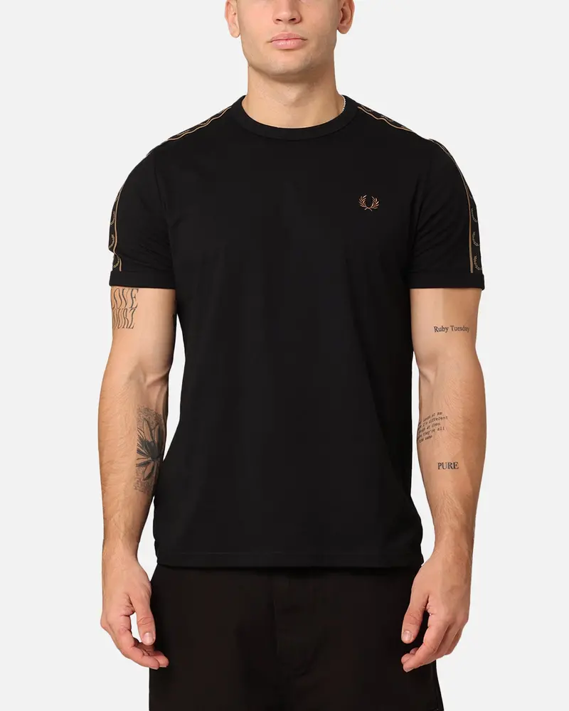 Fred Perry Contrast Tape Ringer T-Shirt Black/Stone 1
