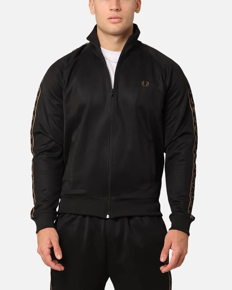 Fred Perry Contrast Tape Track Jacket Black/Stone 1