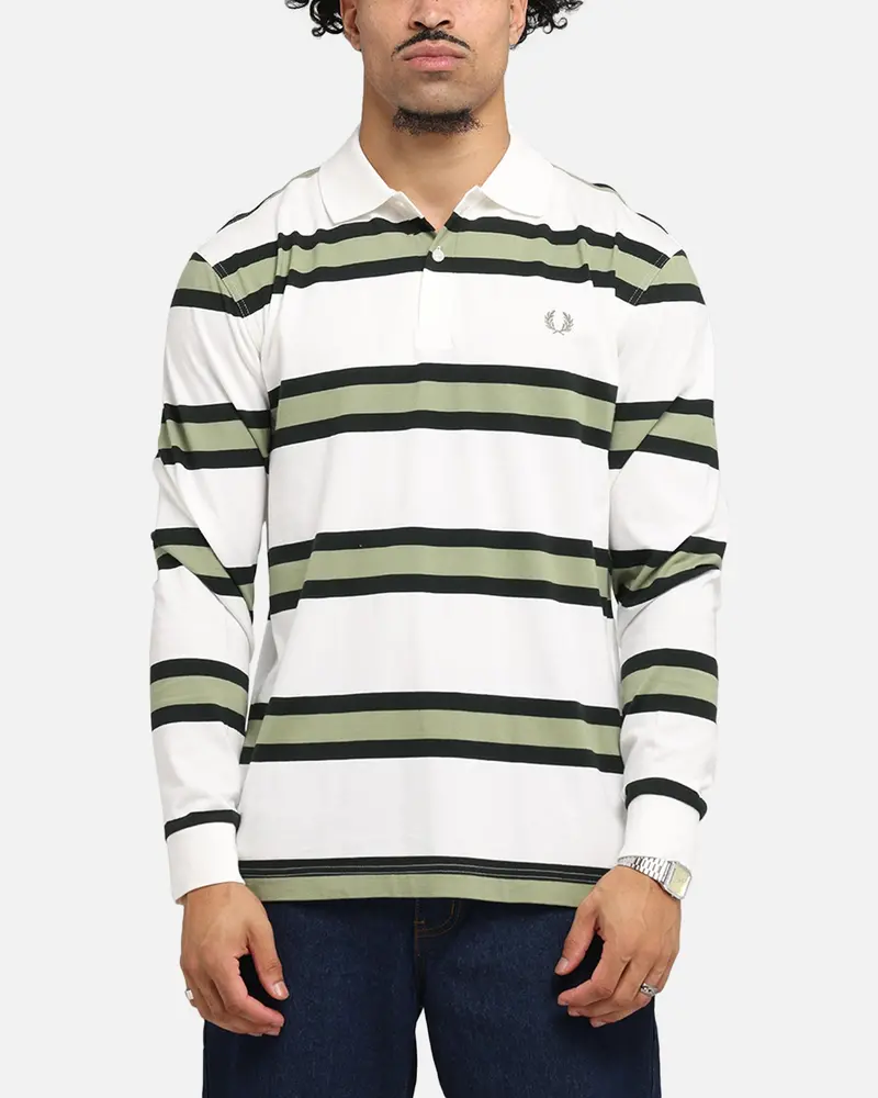 Fred Perry Jersey Stripe Polo Shirt Light Ecru 1