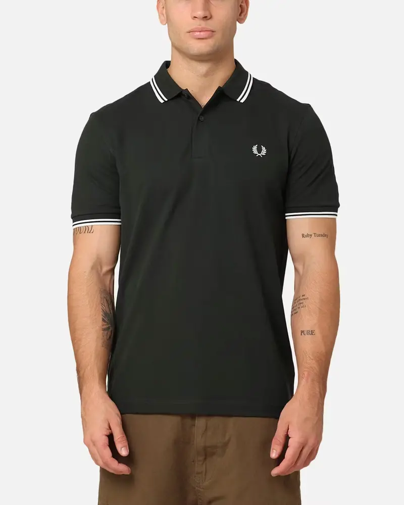 Fred Perry Twin Tipped Polo Shirt Night Green/Snow White 1