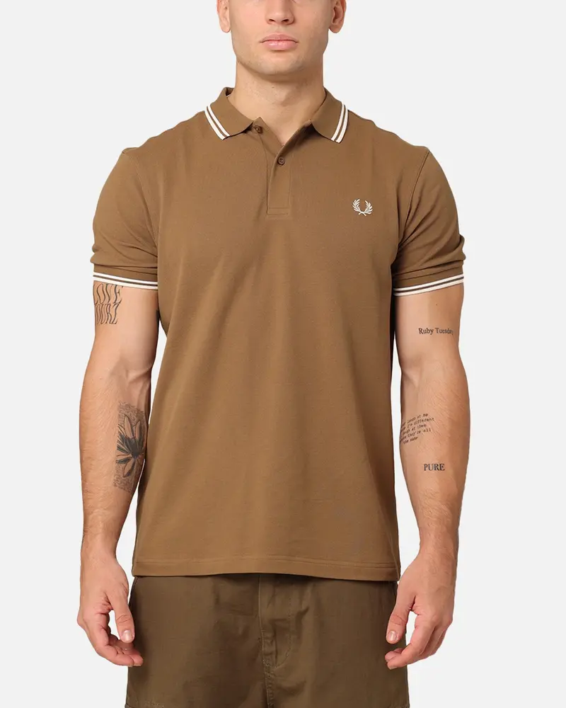 Fred Perry Twin Tipped Polo Shirt Shade Stone/White 1