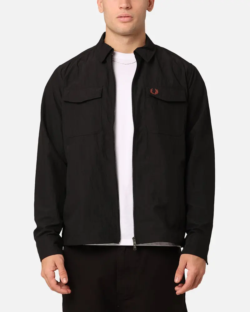 Fred Perry Zip Overshirt Jacket Black 1