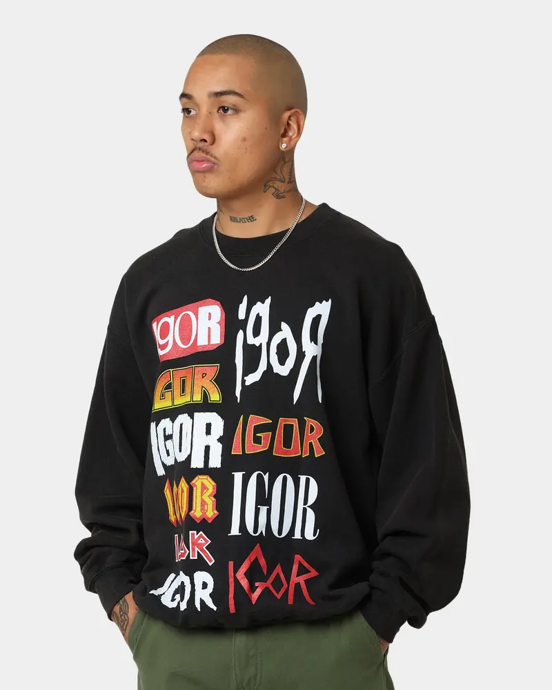 Goat Crew Igor Metal Logo Vintage Crewneck Black Wash 1