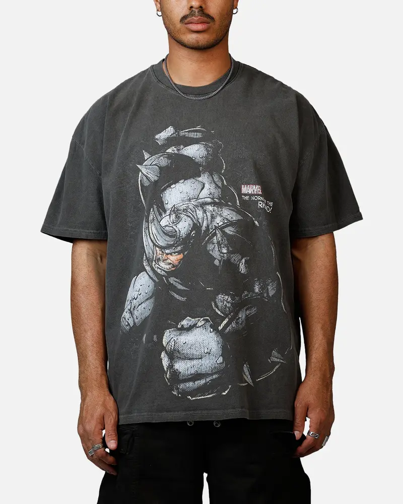 Goat Crew Marvel Villians Rhino Heavy T-Shirt Black Wash 1