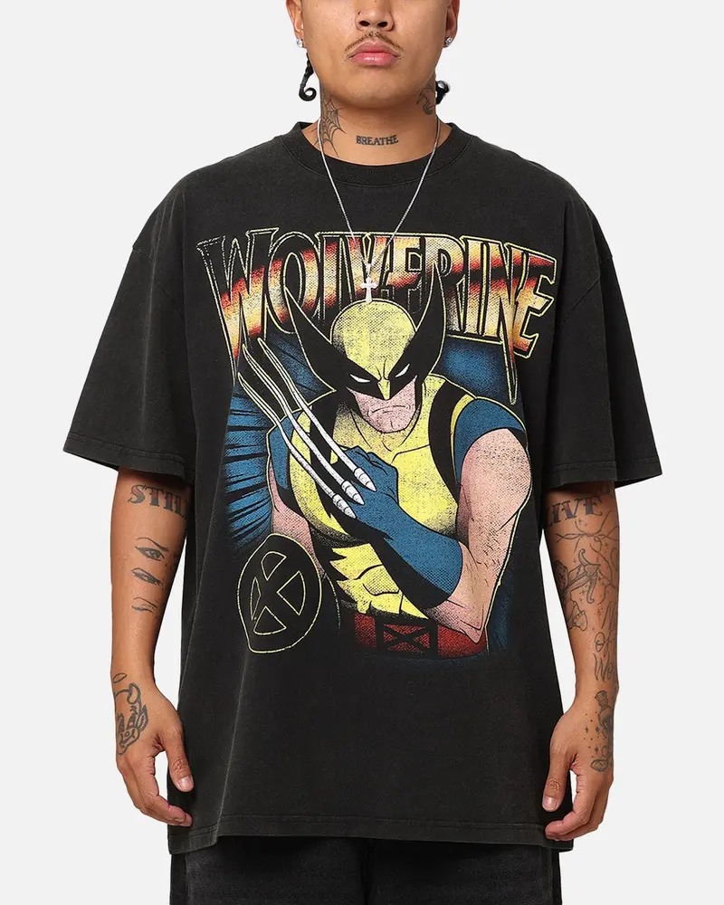 Goat Crew Marvel X-Men Wolverine Heavy T-Shirt Vintage Black 1