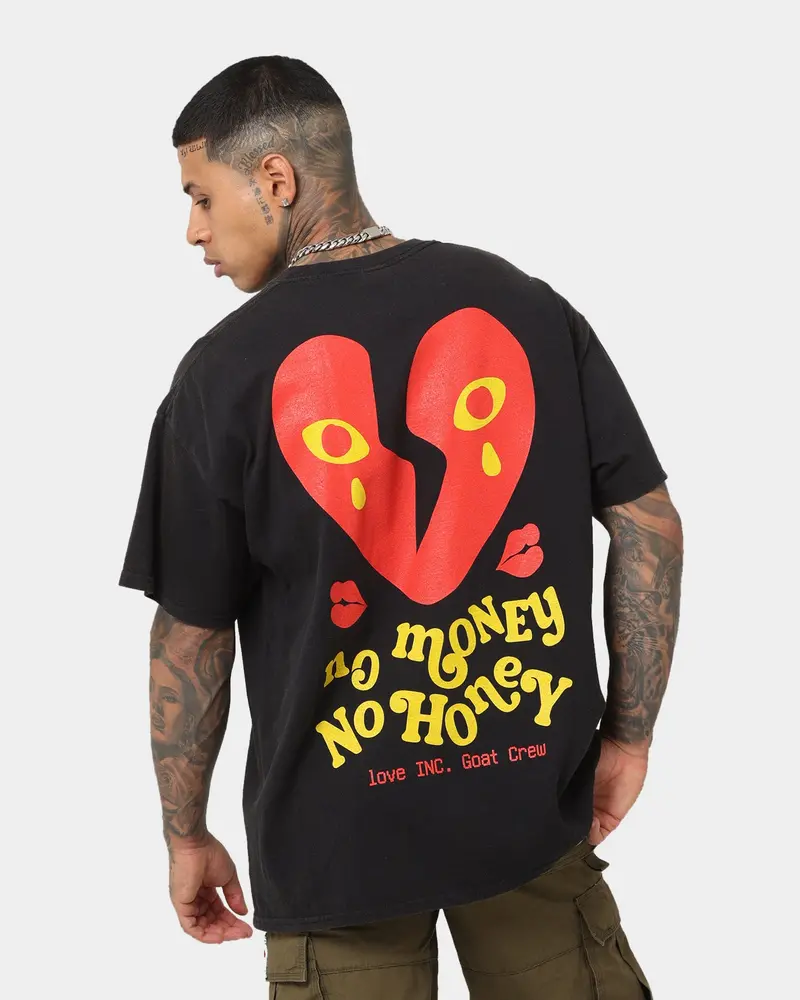 Goat Crew No Money No Honey Vintage T-Shirt Black Wash 1