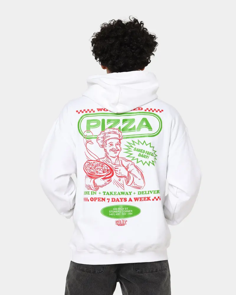 Goat Crew Pizza Shop Hoodie White 1