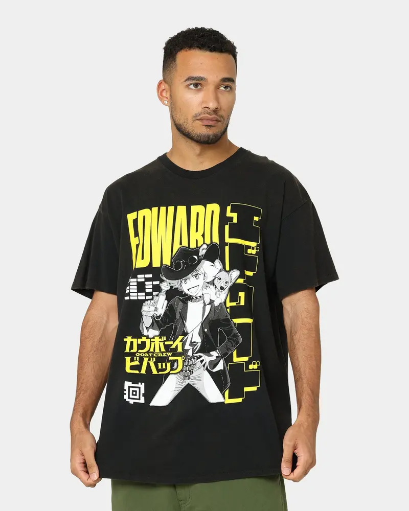 Goat Crew X Cowboy Bebop Edward Vintage T-Shirt Washed Black 1