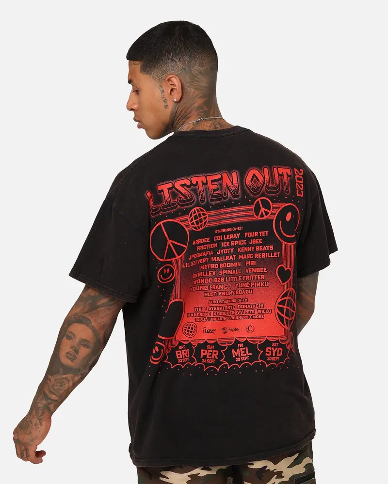 Goat Crew X Listen Out 2023 Vintage T-Shirt Black Wash 1
