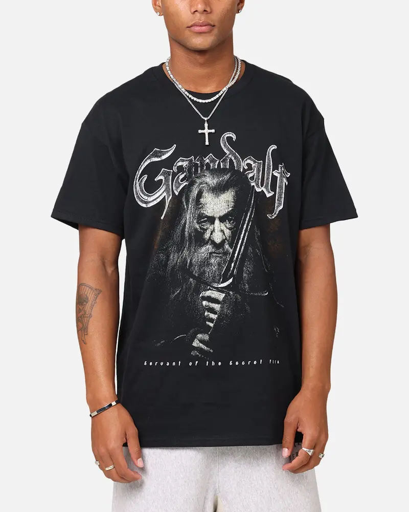 Goat Crew X Lord Of The Rings Gandalf Fire T-Shirt Black 1