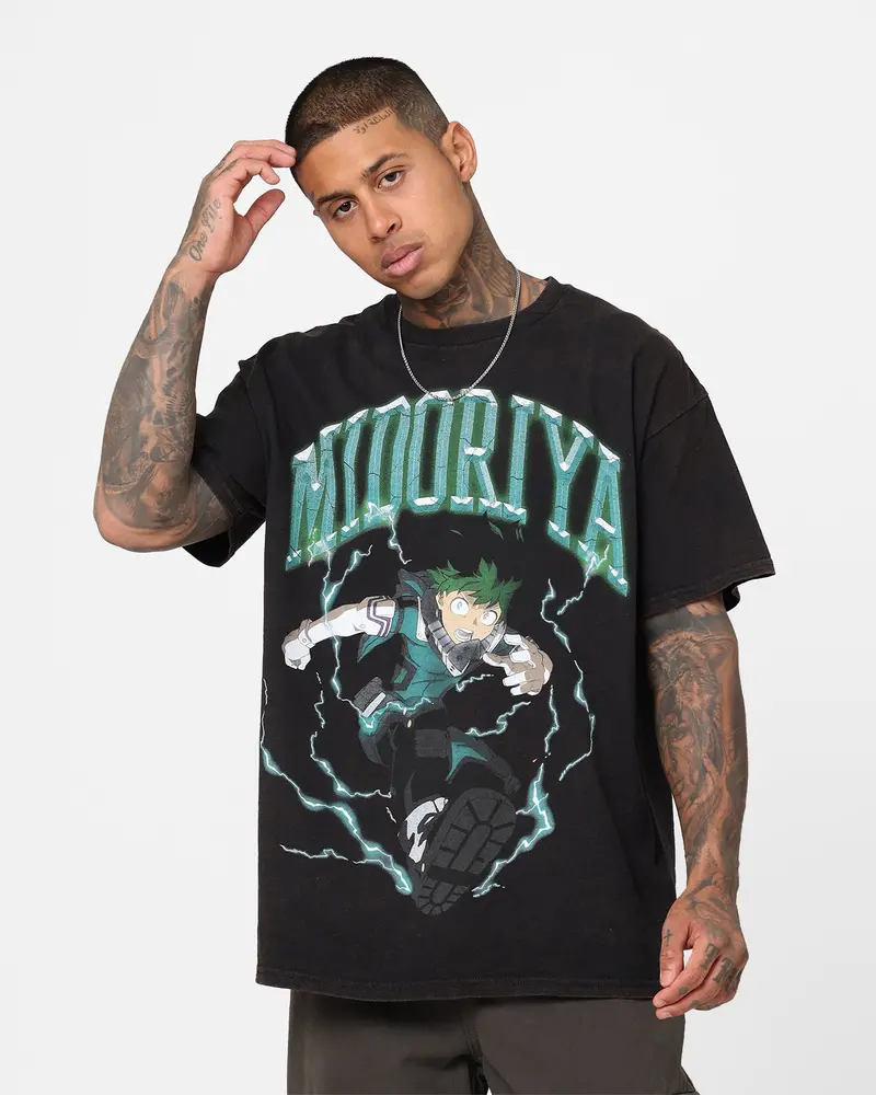 Goat Crew X My Hero Academia Midoriya Vintage T-Shirt Black Wash 1